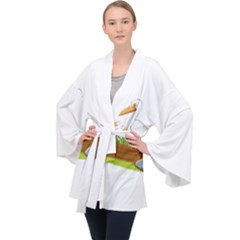 Pelican T-shirtwhite Look Calm Pelican 34 T-shirt Long Sleeve Velvet Kimono  by EnriqueJohnson