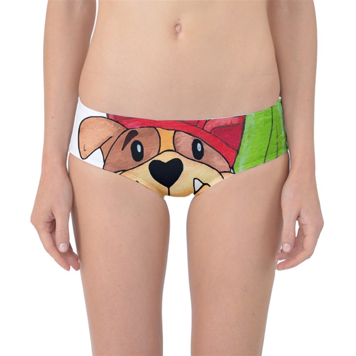 Bulldog T- Shirt Bulldog In Elf Hat T- Shirt Classic Bikini Bottoms