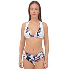 Fourth Of July T- Shirt Patriotic Husky T- Shirt Double Strap Halter Bikini Set by ZUXUMI