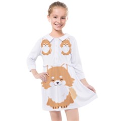 Pomeranian T-shirtwhite Look Calm Pomeranian 13 T-shirt Kids  Quarter Sleeve Shirt Dress by EnriqueJohnson