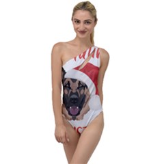 German Shepherd T- Shirt German Shepherd Merry Christmas T- Shirt (2) To One Side Swimsuit by ZUXUMI