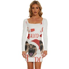 German Shepherd T- Shirt German Shepherd Mulled Wine Christmas T- Shirt Long Sleeve Square Neck Bodycon Velvet Dress by ZUXUMI