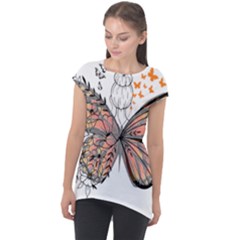 Butterflies T- Shirt Butterfly T- Shirt Cap Sleeve High Low Top by JamesGoode