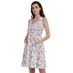 Christmas Shading Festivals Floral Pattern Sleeveless Dress With Pocket by Sarkoni