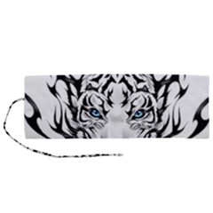 White And Black Tiger Roll Up Canvas Pencil Holder (m)