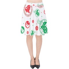 Merry Christmas Geometric Pattern Velvet High Waist Skirt by Sarkoni