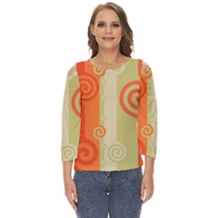 Ring Kringel Background Abstract Red Cut Out Wide Sleeve Top