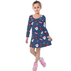 Christmas Background Design Pattern Kids  Long Sleeve Velvet Dress by uniart180623