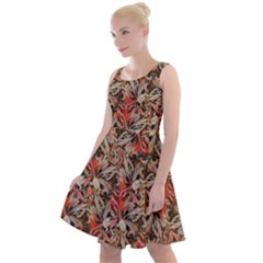 Red Blossom Harmony Pattern Design Knee Length Skater Dress by dflcprintsclothing