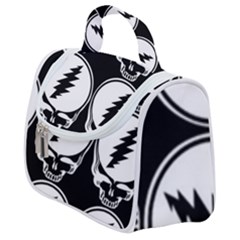 Black And White Deadhead Grateful Dead Steal Your Face Pattern Satchel Handbag by Sarkoni