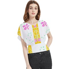 Flowers Illustration T- Shirtflowers T- Shirt (2) Butterfly Chiffon Blouse