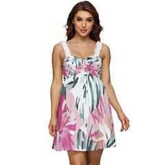 Hawaii T- Shirt Hawaii Branch Creative T- Shirt Ruffle Strap Babydoll Chiffon Dress