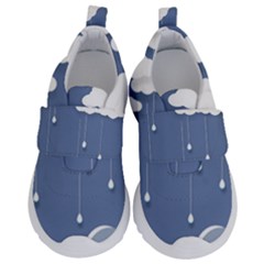 Clouds Rain Paper Raindrops Weather Sky Raining Kids  Velcro No Lace Shoes by uniart180623