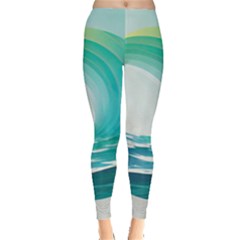 Tsunami Tidal Wave Wave Minimalist Ocean Sea Everyday Leggings  by uniart180623