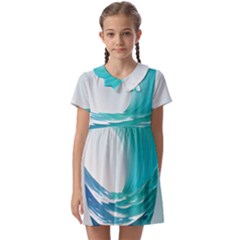 Tsunami Tidal Wave Wave Minimalist Ocean Sea Kids  Asymmetric Collar Dress by uniart180623