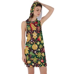 Christmas Pattern Racer Back Hoodie Dress by Valentinaart