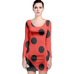 Abstract-bug-cubism-flat-insect Long Sleeve Bodycon Dress by Ket1n9