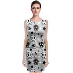 Skull-pattern- Sleeveless Velvet Midi Dress