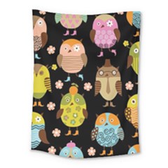 Cute Owls Pattern Medium Tapestry by Ket1n9