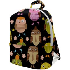 Cute Owls Pattern Zip Up Backpack by Ket1n9