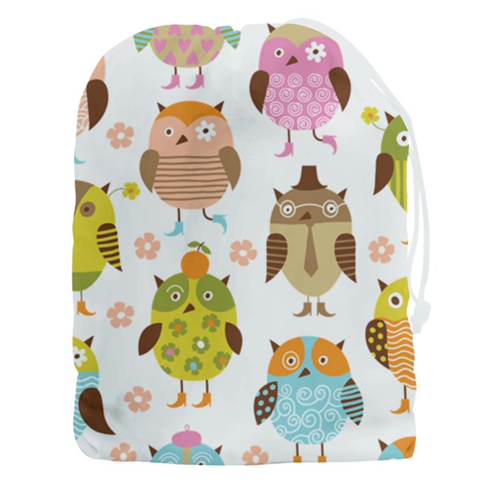 Cute Owls Pattern Drawstring Pouch (3XL)