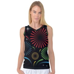 Fireworks With Star Vector Women s Basketball Tank Top