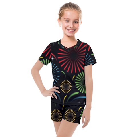Fireworks With Star Vector Kids  Mesh T-shirt And Shorts Set by Ket1n9