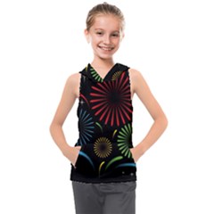 Fireworks With Star Vector Kids  Sleeveless Hoodie by Ket1n9