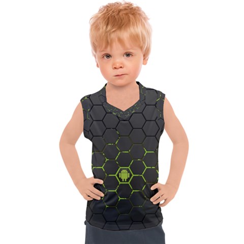 Green Android Honeycomb Gree Kids  Sport Tank Top by Ket1n9