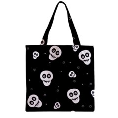 Skull Pattern Zipper Grocery Tote Bag by Ket1n9