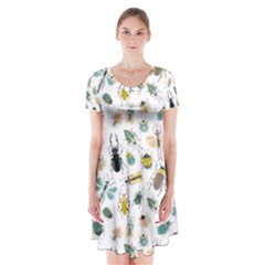 Insect Animal Pattern Short Sleeve V-neck Flare Dress by Ket1n9