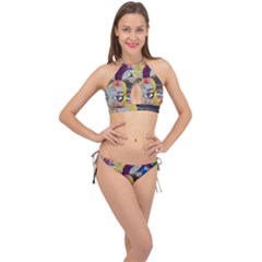 Graffiti-mural-street-art-painting Cross Front Halter Bikini Set by Ket1n9