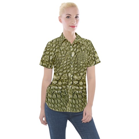 Aligator-skin Women s Short Sleeve Pocket Shirt by Ket1n9