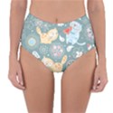 Cute Cat Background Pattern Reversible High-Waist Bikini Bottoms View3