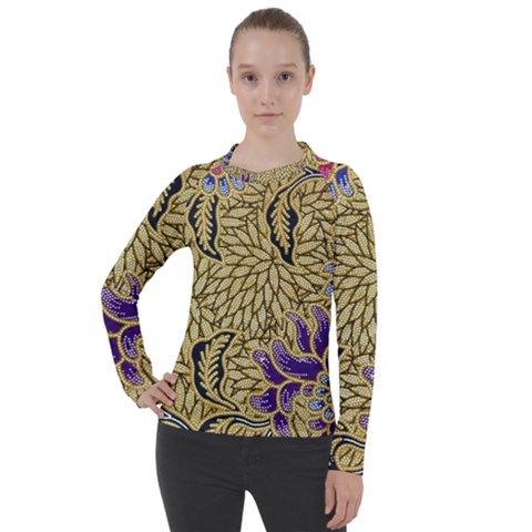 Traditional Art Batik Pattern Women s Pique Long Sleeve T-shirt by Ket1n9