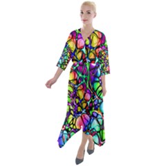 Network-nerves-nervous-system-line Quarter Sleeve Wrap Front Maxi Dress by Ket1n9