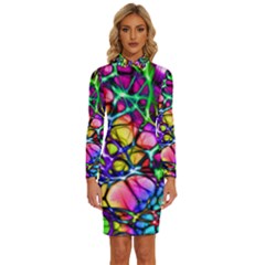 Network-nerves-nervous-system-line Long Sleeve Shirt Collar Bodycon Dress by Ket1n9