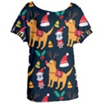 Funny Christmas Pattern Background Women s Oversized T-Shirt