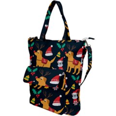 Funny Christmas Pattern Background Shoulder Tote Bag by Ket1n9