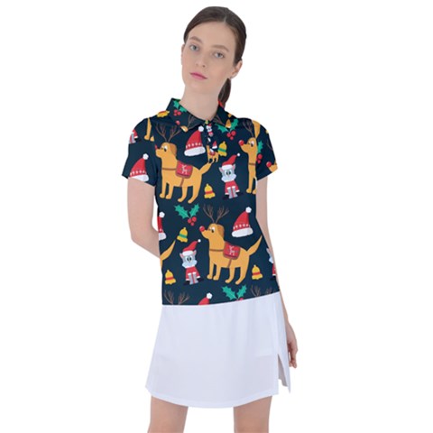 Funny Christmas Pattern Background Women s Polo T-shirt by Ket1n9