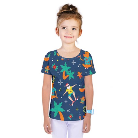 Colorful Funny Christmas Pattern Kids  One Piece T-shirt by Ket1n9