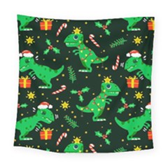 Christmas Funny Pattern Dinosaurs Square Tapestry (large) by Ket1n9
