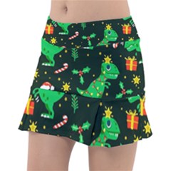 Christmas Funny Pattern Dinosaurs Classic Tennis Skirt by Ket1n9