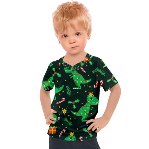 Christmas Funny Pattern Dinosaurs Kids  Sports T-shirt by Ket1n9