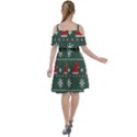 Beautiful Knitted Christmas Pattern Cut Out Shoulders Chiffon Dress View2