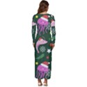 Dinosaur Colorful Funny Christmas Pattern Long Sleeve Longline Maxi Dress View4