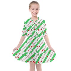 Christmas Paper Stars Pattern Texture Background Colorful Colors Seamless Kids  All Frills Chiffon Dress by Ket1n9