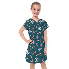 Christmas Seamless Pattern With Candies Snowflakes Kids  Drop Waist Dress by Ket1n9