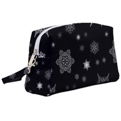 Christmas Snowflake Seamless Pattern With Tiled Falling Snow Wristlet Pouch Bag (large) by Ket1n9