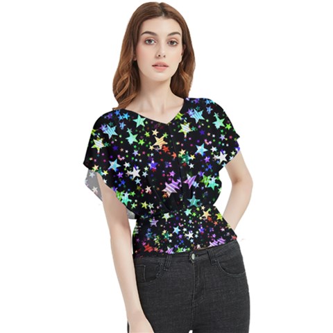 Christmas Star Gloss Lights Light Butterfly Chiffon Blouse by Ket1n9